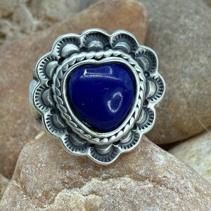 Carolyn Pollack 925 Sterling Silver Blue Lapis Heart Ring Size 8